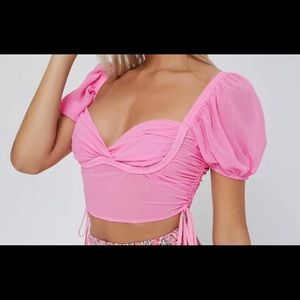 Bright Pink Mesh Crop Top